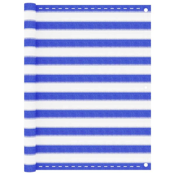 vidaXL Balcony Screen Blue and White 120x500 cm HDPE