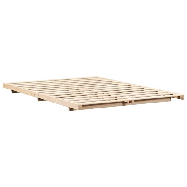 vidaXL Floor Bed Frame Brown 140 x 220 cm Solid pine wood