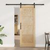 vidaXL Sliding Door Natural and Black 73.5 x 198.5 cm Solid Pine Wood