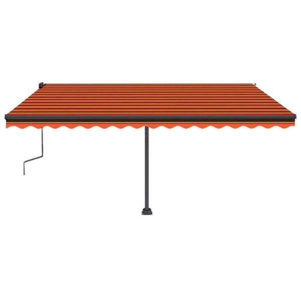 vidaXL Freestanding Manual Retractable Awning 450x350 cm Orange/Brown