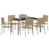 vidaXL Garden Dining Set 7 pcs Beige Poly Rattan
