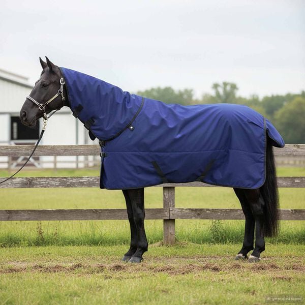 vidaXL Horse Blanket Full Navy Blue 145 cm Polyester