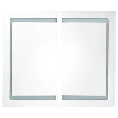 vidaXL LED Bathroom Mirror Cabinet Oak 80x12x68 cm