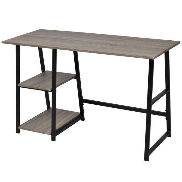 vidaXL Desk with 2 Shelves Grey and Oak