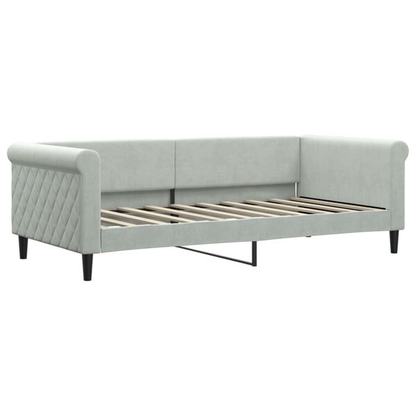 vidaXL Daybed with Mattress Blue Light Grey 90x190 cm Velvet