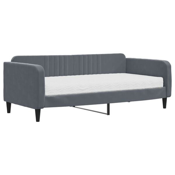 vidaXL Daybed with Mattress Dark Grey 90x190 cm Velvet