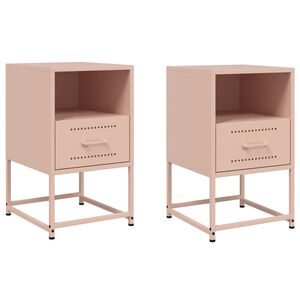 vidaXL Bedside Cabinets 2 pcs Pink 36x39x60,5 cm Steel