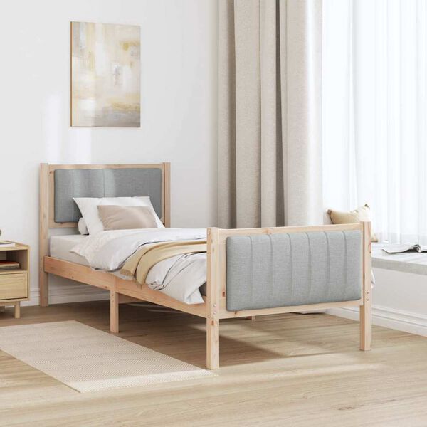 vidaXL Bed frame Brown and light grey 80 x 200 cm Solid pine wood