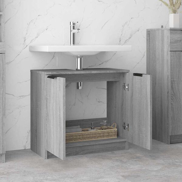 vidaXL Bathroom Cabinet Grey Sonoma 64.5x33.5x59 cm Engineered Wood