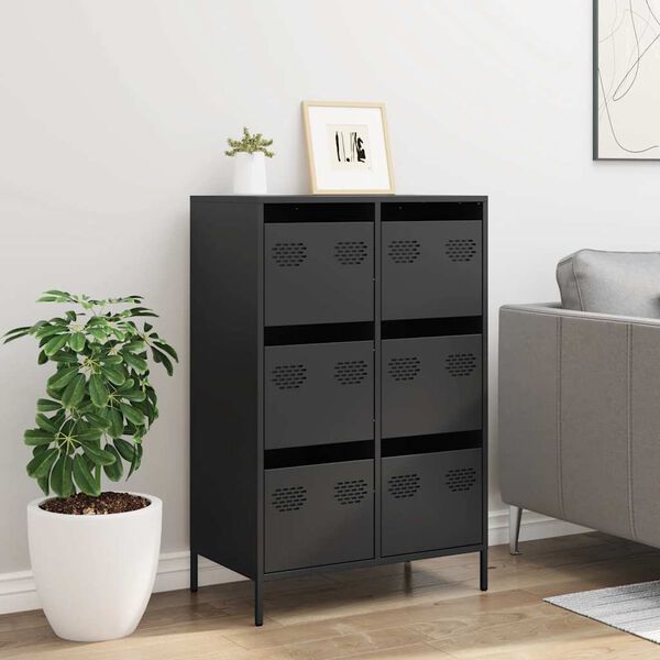 vidaXL Highboard Black 68x39x101.5 cm Steel