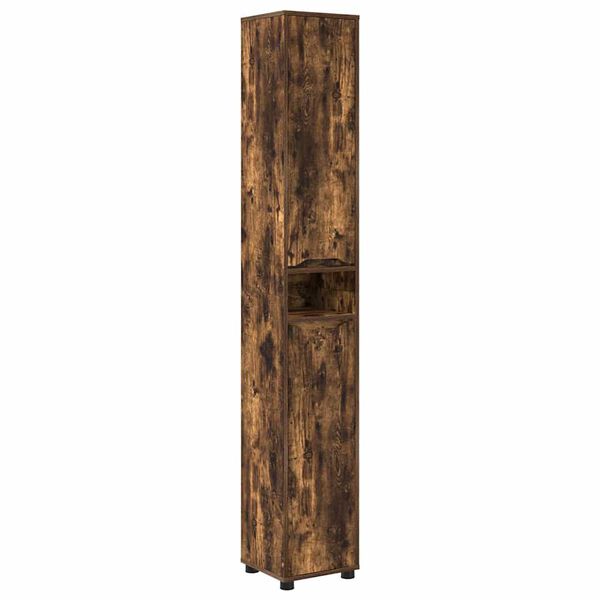 vidaXL Bathroom Cabinet Smoked Oak 30.5 x 30 x 195 cm Engineered Wood