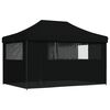 vidaXL Foldable Party Tent Pop-Up with 4 Sidewalls Black