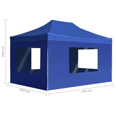 vidaXL Professional Folding Party Tent with Walls Aluminium 4.5x3 m Blue
