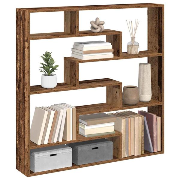 vidaXL Wall Cube Shelf 7 Compartments Old Wood Engineered Wood
