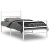 vidaXL Metal Bed Frame without Mattress with Footboard White 100x190cm