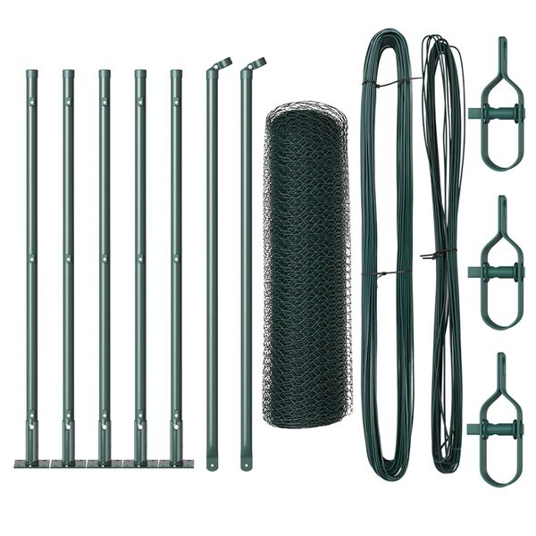 vidaXL Fence Post Green 10 x 0.5 m (25 mm mesh) Steel and PVC