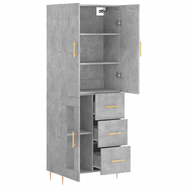 vidaXL Highboard Concrete Grey 69.5x34x180 cm Engineered Wood