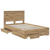 vidaXL Bed Frame with Drawer Artisan Oak 120 x 190 cm Engineered Wood