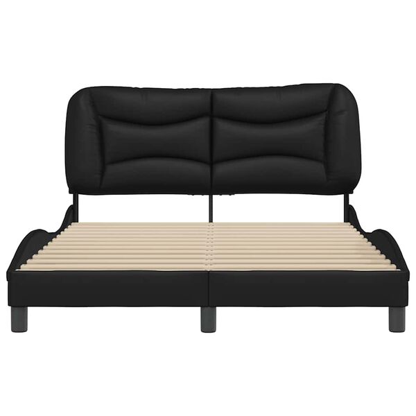 vidaXL Bed Frame without Mattress "Hvar" Black 135x190 cm Double Faux Leather