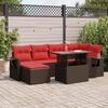 vidaXL 7 Piece Garden Sofa Set with Cushions Brown Poly Rattan Acacia