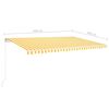 vidaXL Manual Retractable Awning with Posts 5x3 m Yellow and White