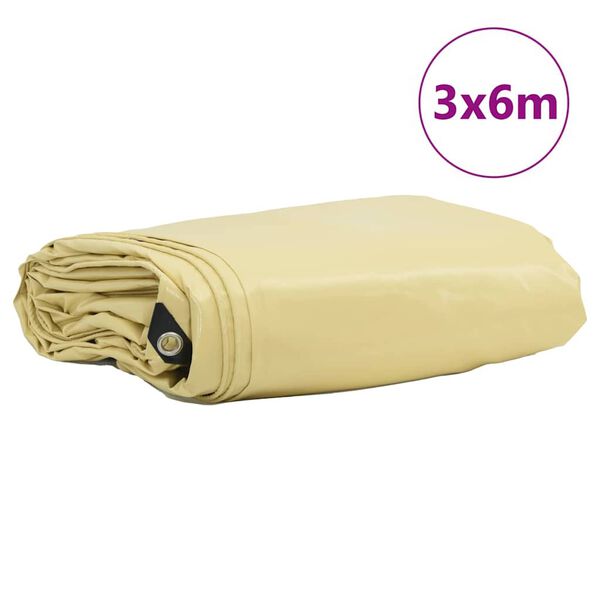 vidaXL Tarpaulin 650g / m&sup2; Beige 3 x 6 m Canvas with PVC Coating