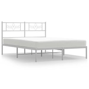 vidaXL Metal Bed Frame without Mattress with Headboard White 120x200cm