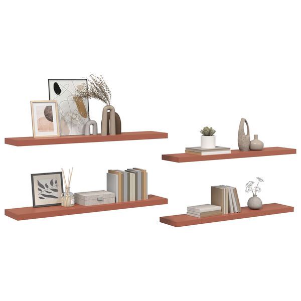 vidaXL Wall Shelf 4 pcs Red 120 x 23.5 x 4 cm Engineered Wood