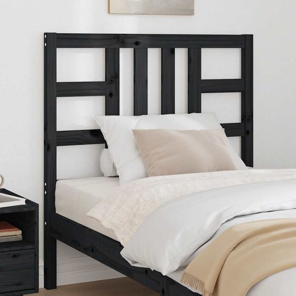 vidaXL Bed Headboard Black 96x4x100 cm Solid Wood Pine