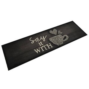 vidaXL Kitchen Rug Washable Cup Black 45x150 cm Velvet