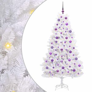 vidaXL Artificial Hinged Christmas Tree White 180 cm PVC and Steel