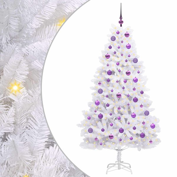 vidaXL Artificial Hinged Christmas Tree White 180 cm PVC and Steel
