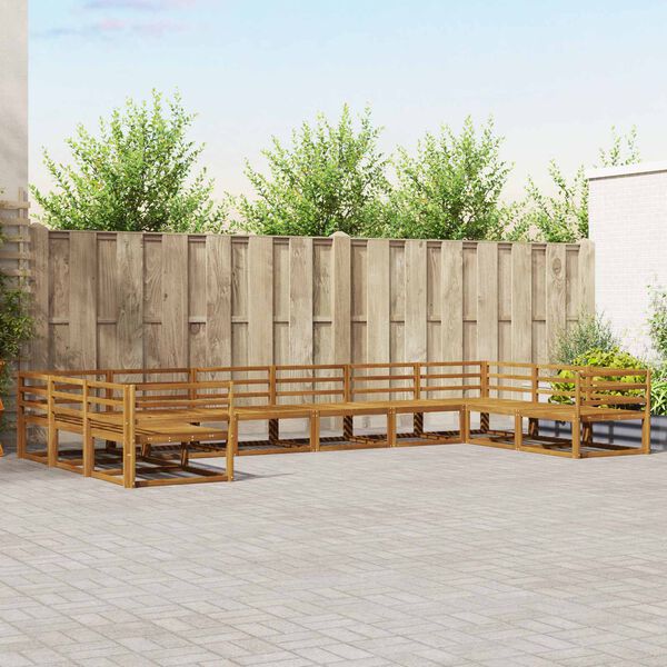 vidaXL Outdoor Sofa Set 10 pcs Natural Solid Acacia Wood