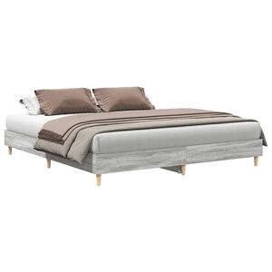 vidaXL Bed Frame | Grey Sonoma | Engineered wood, Solid eucalyptus wood