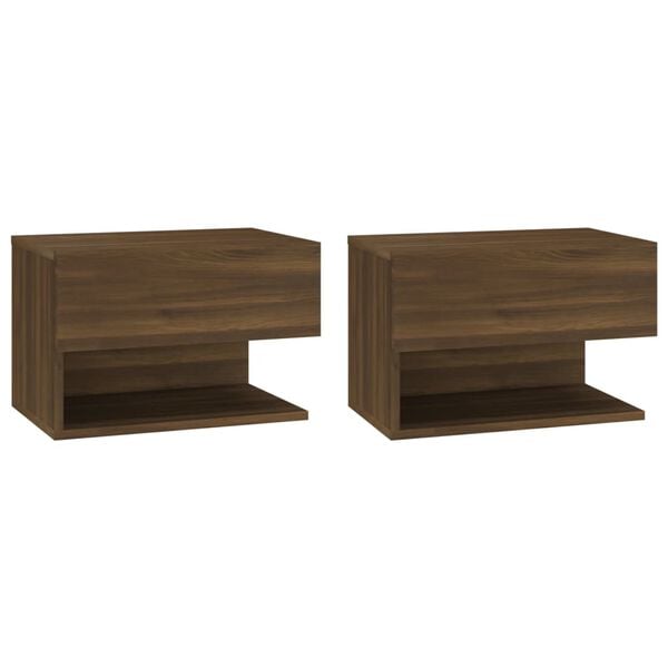 vidaXL Wall-mounted Bedside Cabinets 2 pcs Brown Oak