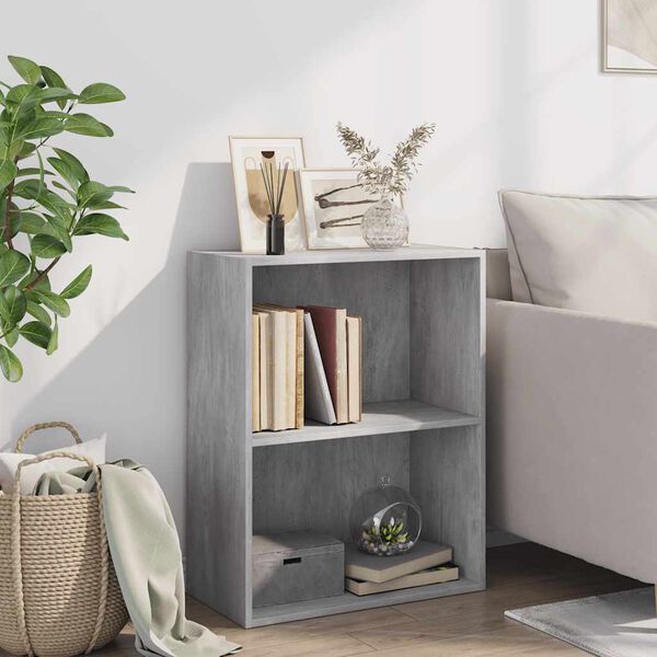 vidaXL 2-Tier Book Cabinet Concrete Grey 60x30x76.5 cm Engineered Wood