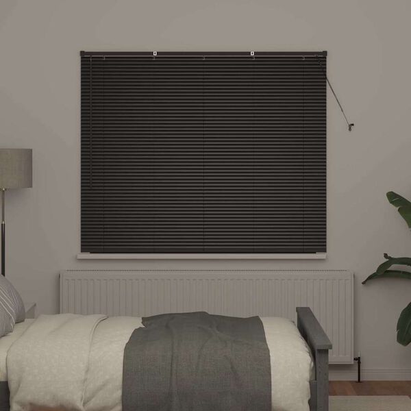 vidaXL Venetian Blinds Height Adjustable Black 130 x 155 cm Aluminium