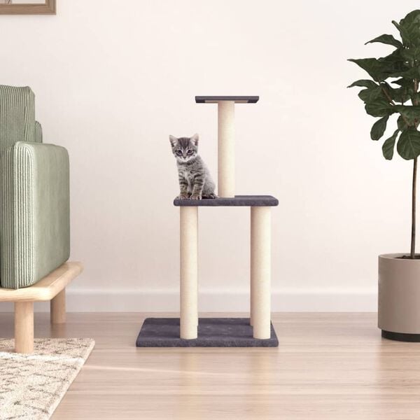 vidaXL Cat Tree with Sisal Scratching Posts Dark Grey 85.5 cm