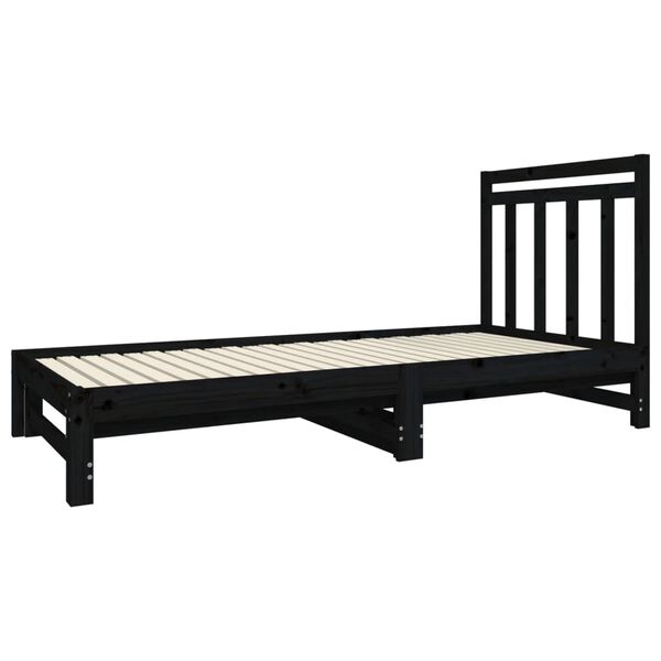 vidaXL Pull-out Day Bed without Mattress Black 2x(90x190) cm