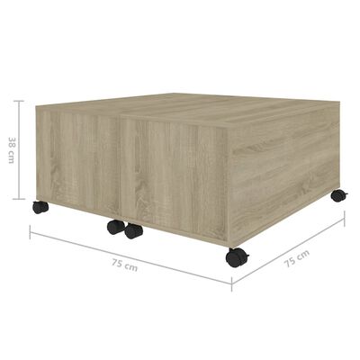 vidaXL Coffee Table Sonoma Oak 75x75x38 cm Engineered Wood