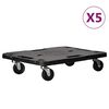 vidaXL Transport Trolleys 5 pcs Black 58x38x12 cm Polypropylene
