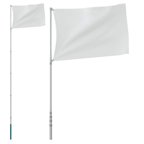 vidaXL Telescopic Flagpole Silver 5.55 m Aluminium