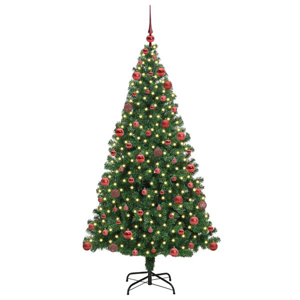 vidaXL Artificial Christmas Tree with 300 LEDs with Stand Green 180 cm