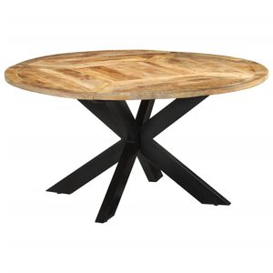 vidaXL Dining Table &Oslash;150x76 cm Solid Rough Wood Mango