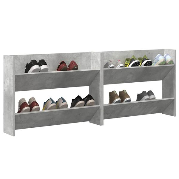 vidaXL Wall Shoe Cabinets 2 pcs Concrete Grey 80x18x60 cm Engineered Wood
