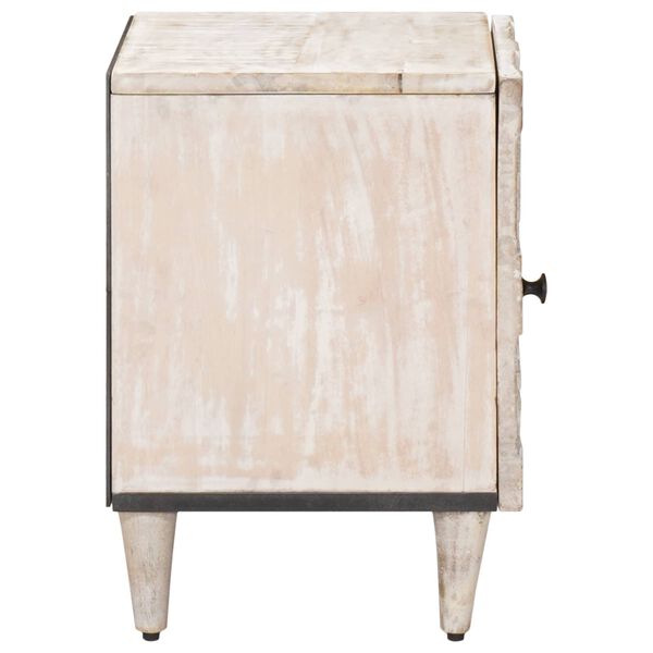 vidaXL Bedside Cabinet White 40 x 33.5 x 46 cm Solid Mango Wood