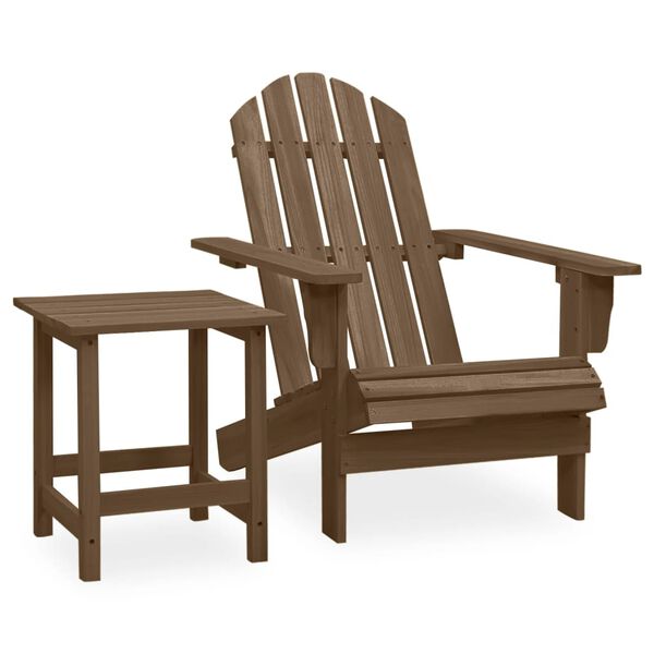 vidaXL Garden Adirondack Chair with Table Solid Fir Wood Brown