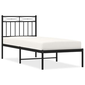 vidaXL Metal Bed Frame without Mattress with Headboard Black 80x200cm