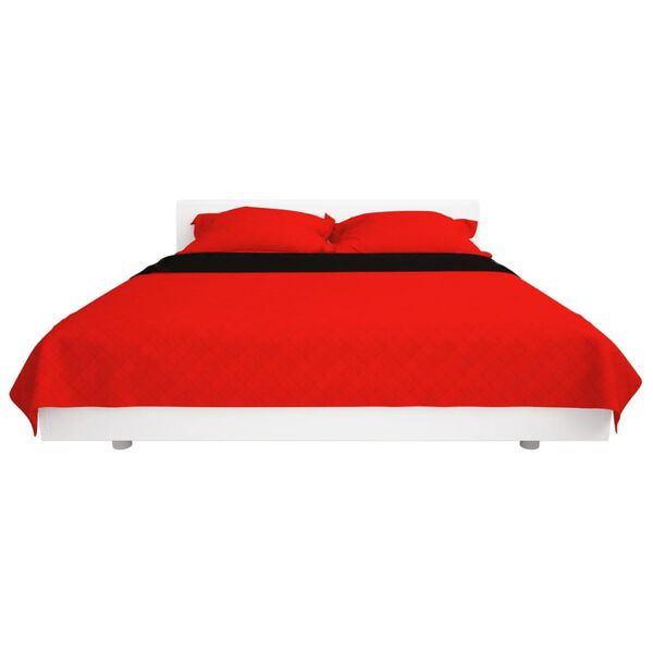 vidaXL Double-sided Quilted Bedspread Red and Black 230x260 cm