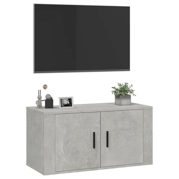 vidaXL Wall Mounted TV Cabinet Concrete Grey 80x34.5x40 cm